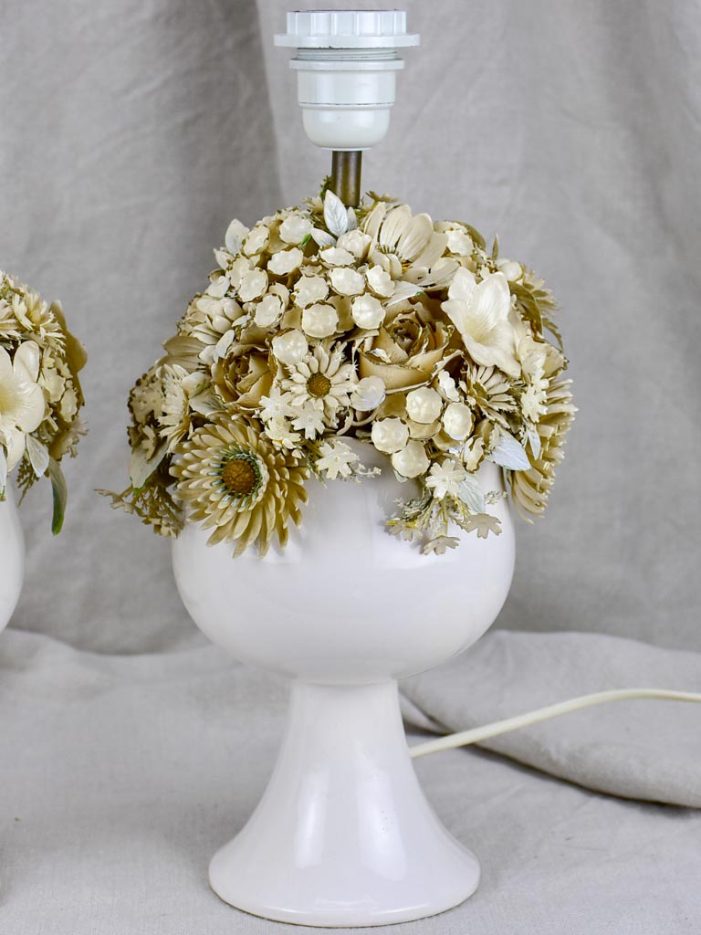 Pair of vintage flower bouquet lamp bases