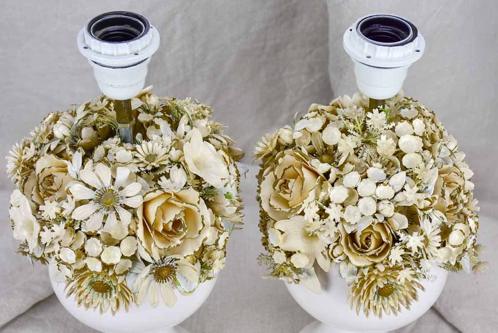 Pair of vintage flower bouquet lamp bases