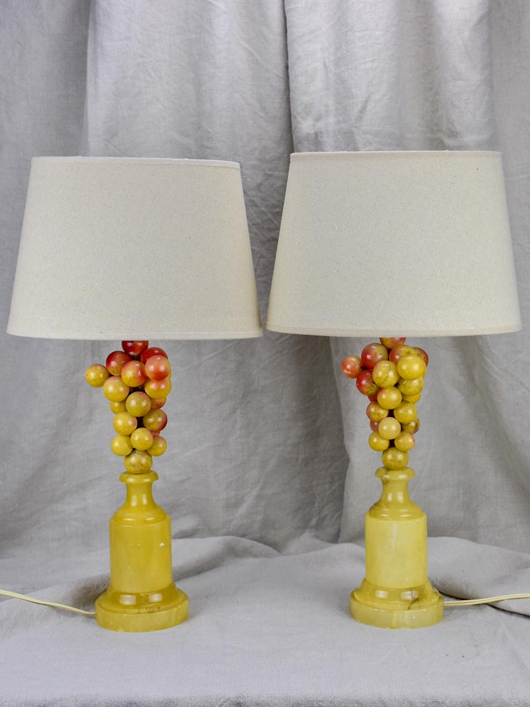 Pair of mid-century Italian alabaster lamps - grapes