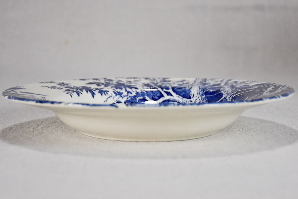 Luneville faience English style dinnerware - blue and white hunting scene