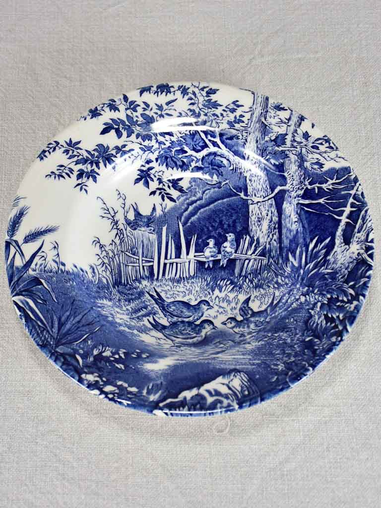Luneville faience English style dinnerware - blue and white hunting scene