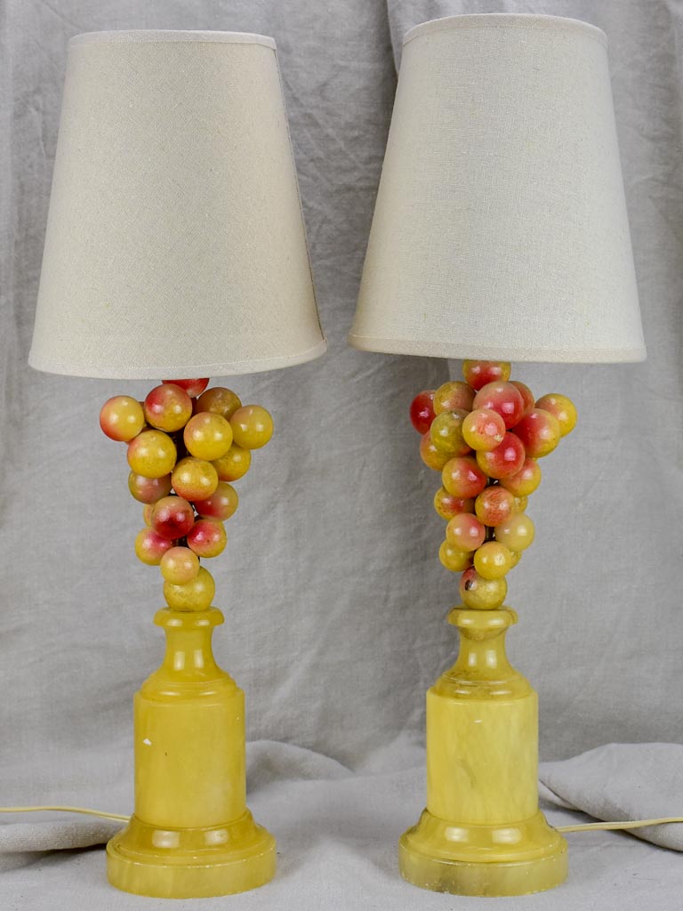 Pair of mid-century Italian alabaster lamps - grapes