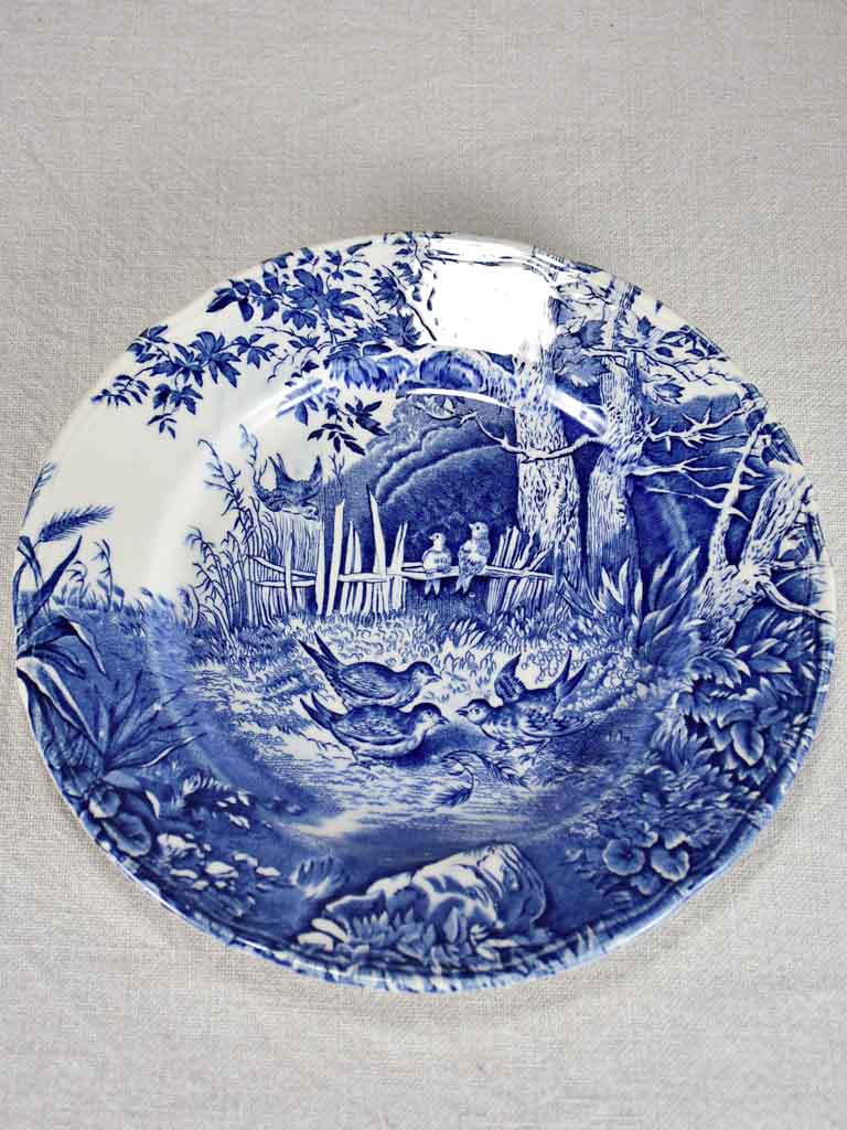 Luneville faience English style dinnerware - blue and white hunting scene