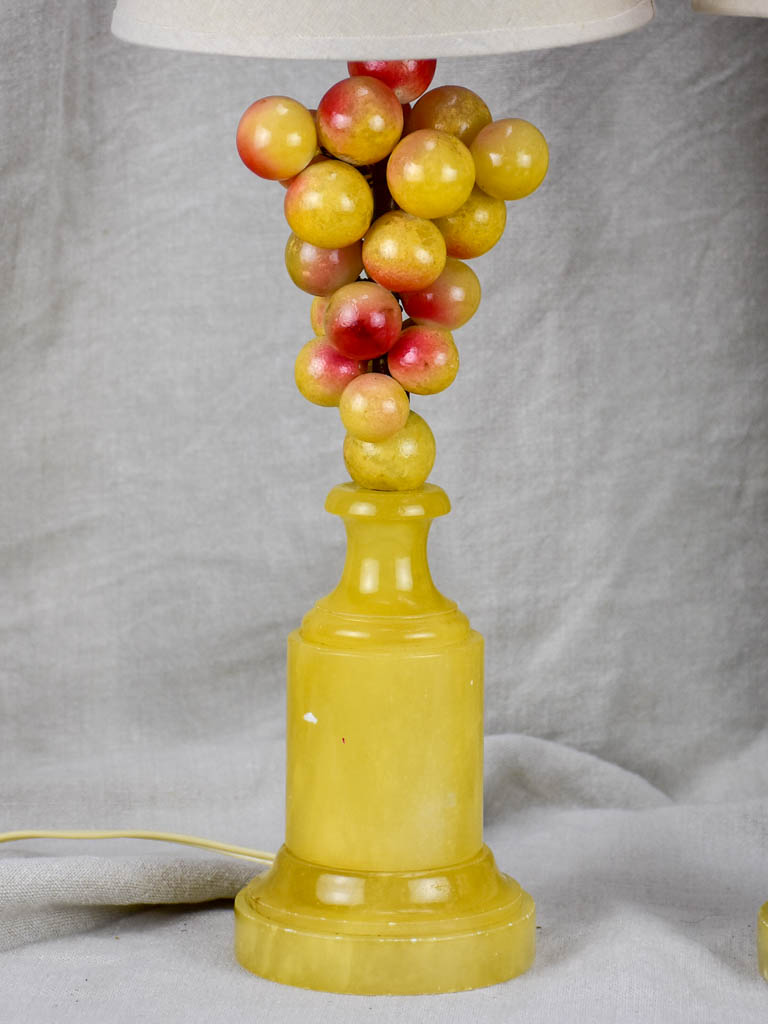 Pair of mid-century Italian alabaster lamps - grapes