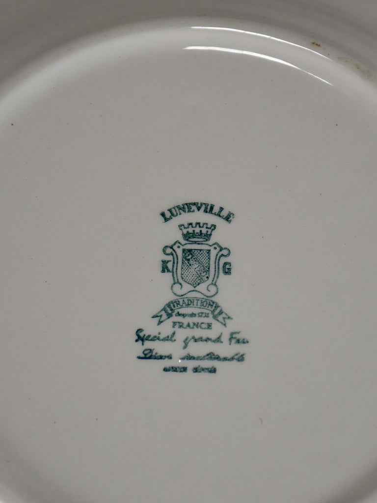 Luneville faience English style dinnerware - blue and white hunting scene