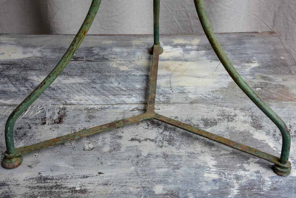 Antique French garden table with green patina