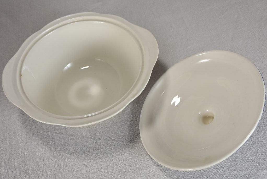 Luneville faience English style dinnerware - blue and white hunting scene