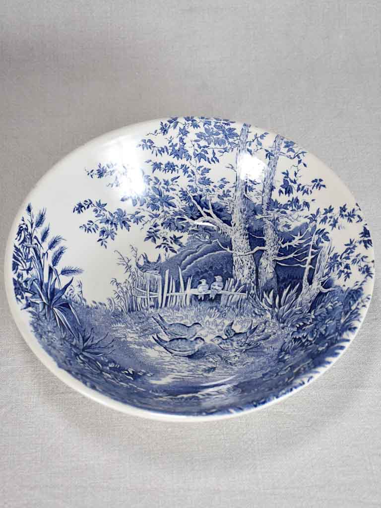 Luneville faience English style dinnerware - blue and white hunting scene