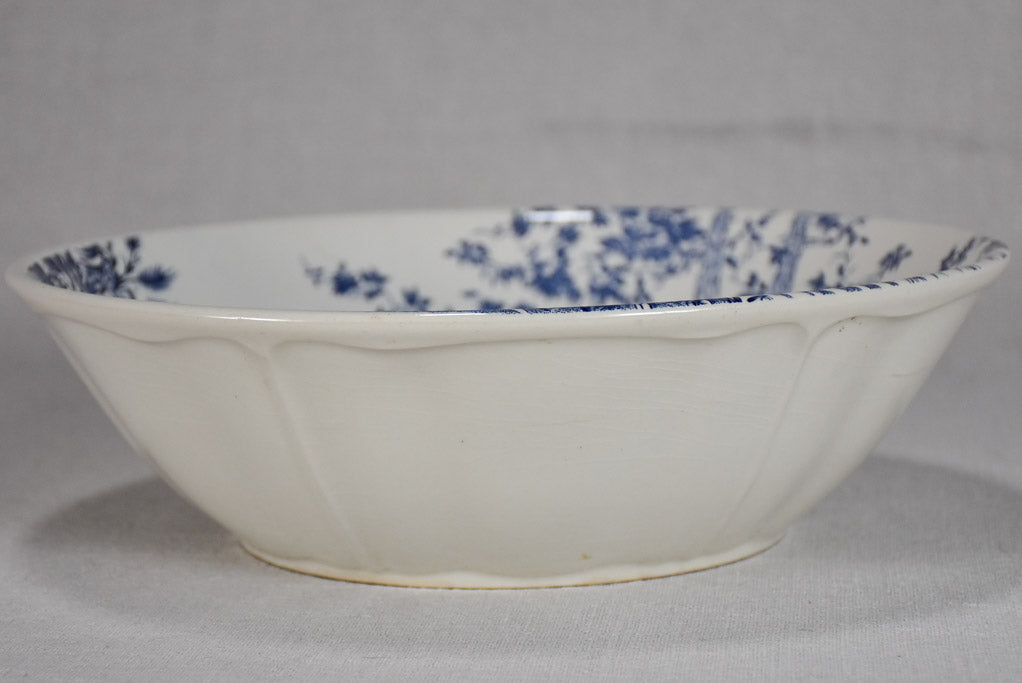 Luneville faience English style dinnerware - blue and white hunting scene