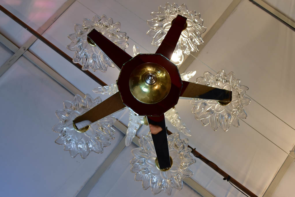 RESERVED Superb Art Deco chandelier - Murano glass 32¼"