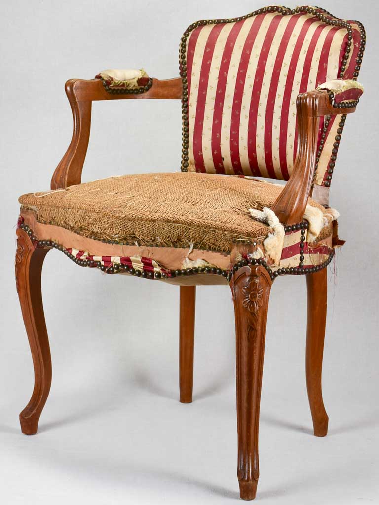 Rustic petite Louis XV-style armchair