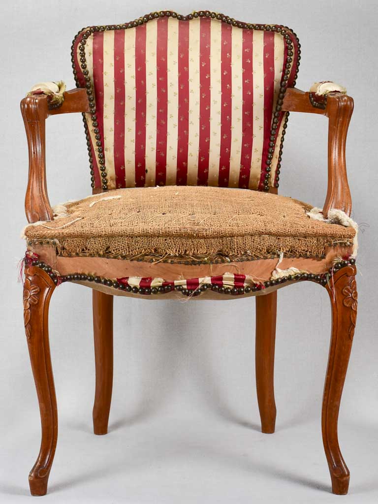 Rustic petite Louis XV-style armchair