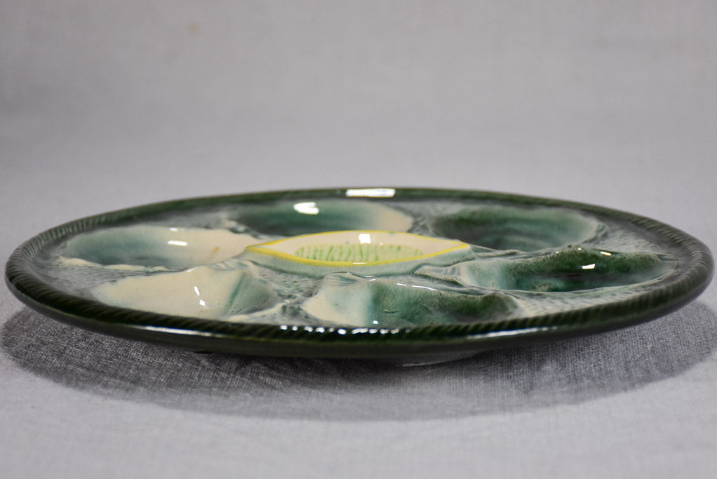 Six vintage oyster serving plates - Saint Clement Barbotine
