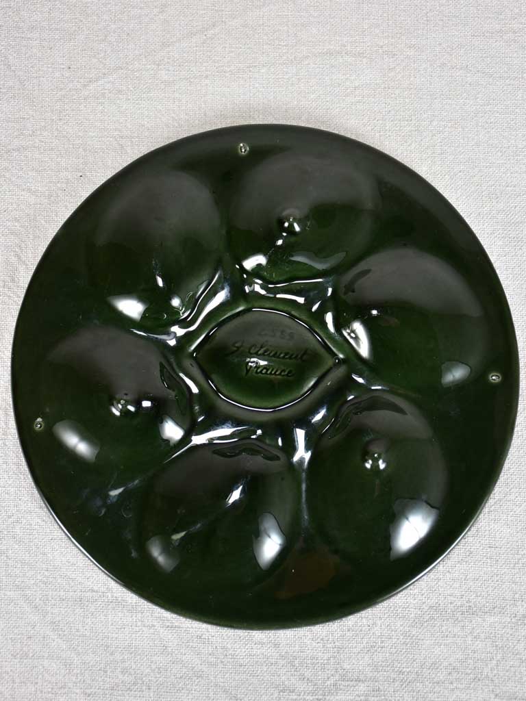 Six vintage oyster serving plates - Saint Clement Barbotine