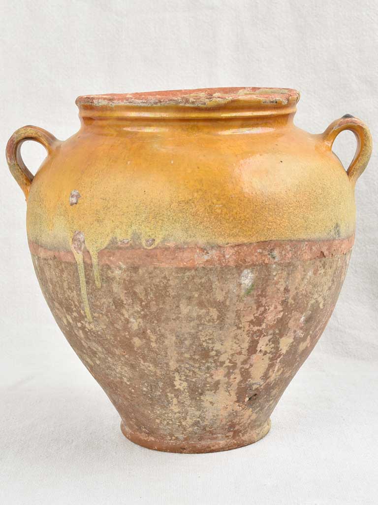 Rustic Antique French Confit Pot w/ tapered base 10¼"