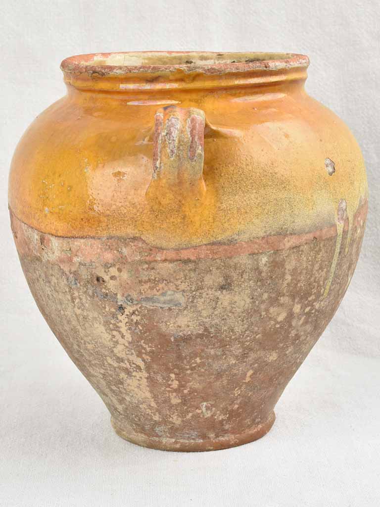 Rustic Antique French Confit Pot w/ tapered base 10¼"