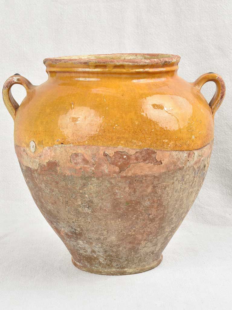 Rustic Antique French Confit Pot w/ tapered base 10¼"