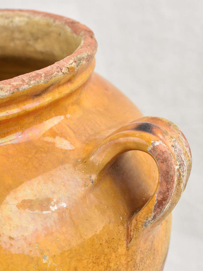 Rustic Antique French Confit Pot w/ tapered base 10¼"