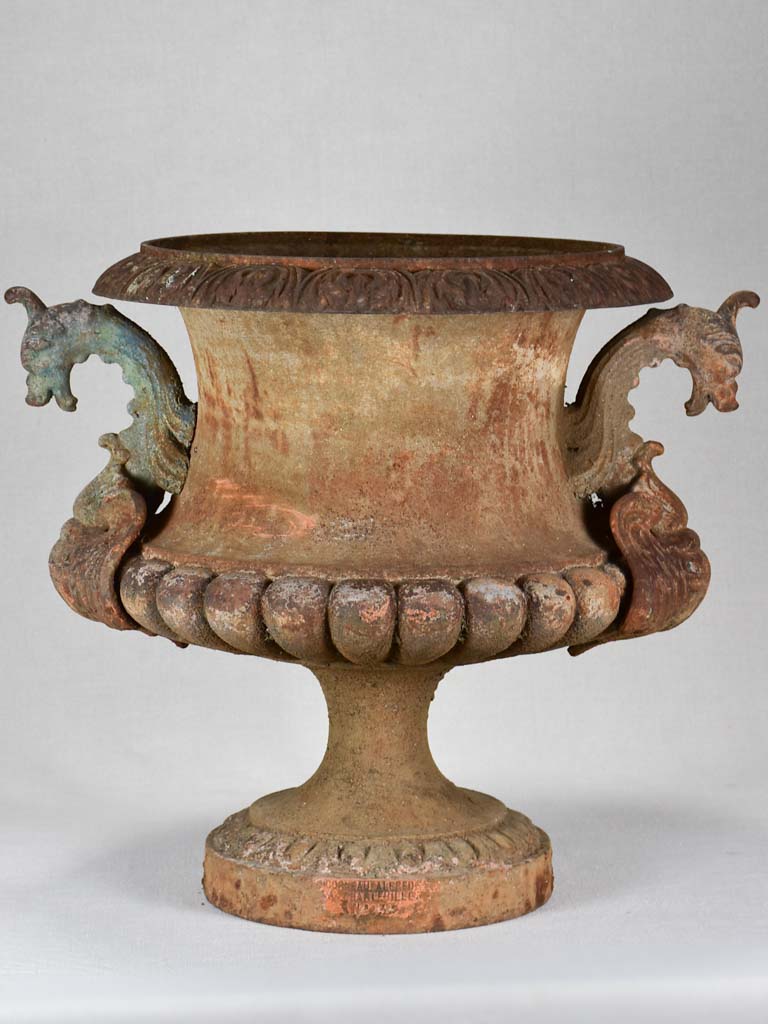 Nineteenth-century French Medici urn with dragon handles 18" diameter