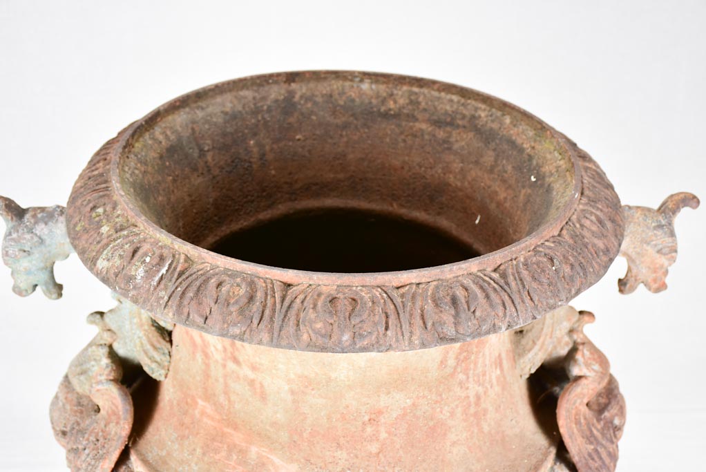 Nineteenth-century French Medici urn with dragon handles 18" diameter