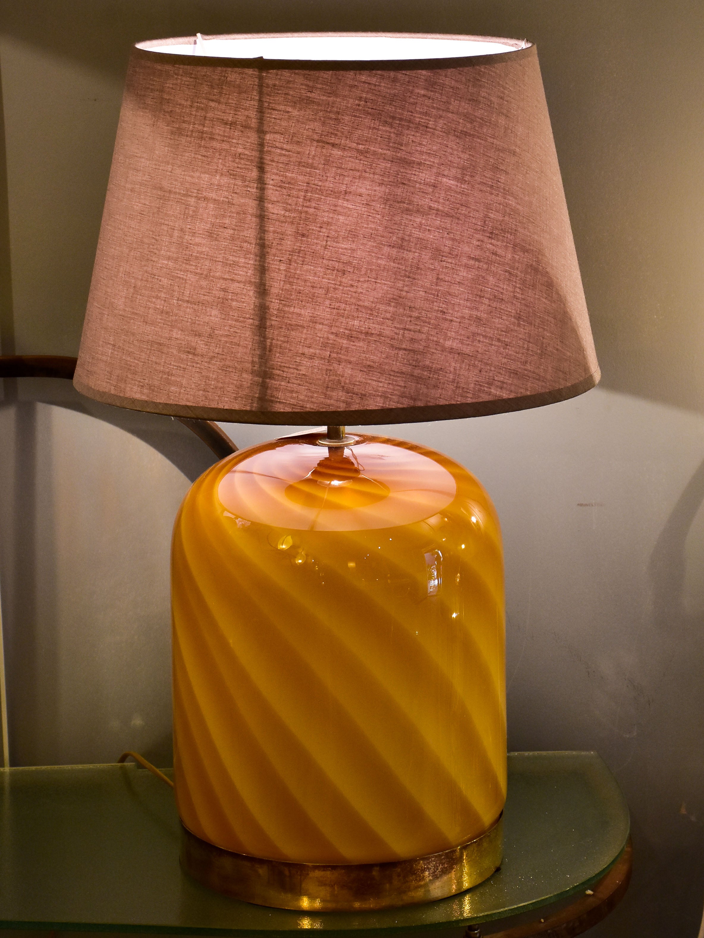 Pair of vintage Tommaso Barbi lamps with Murano glass base