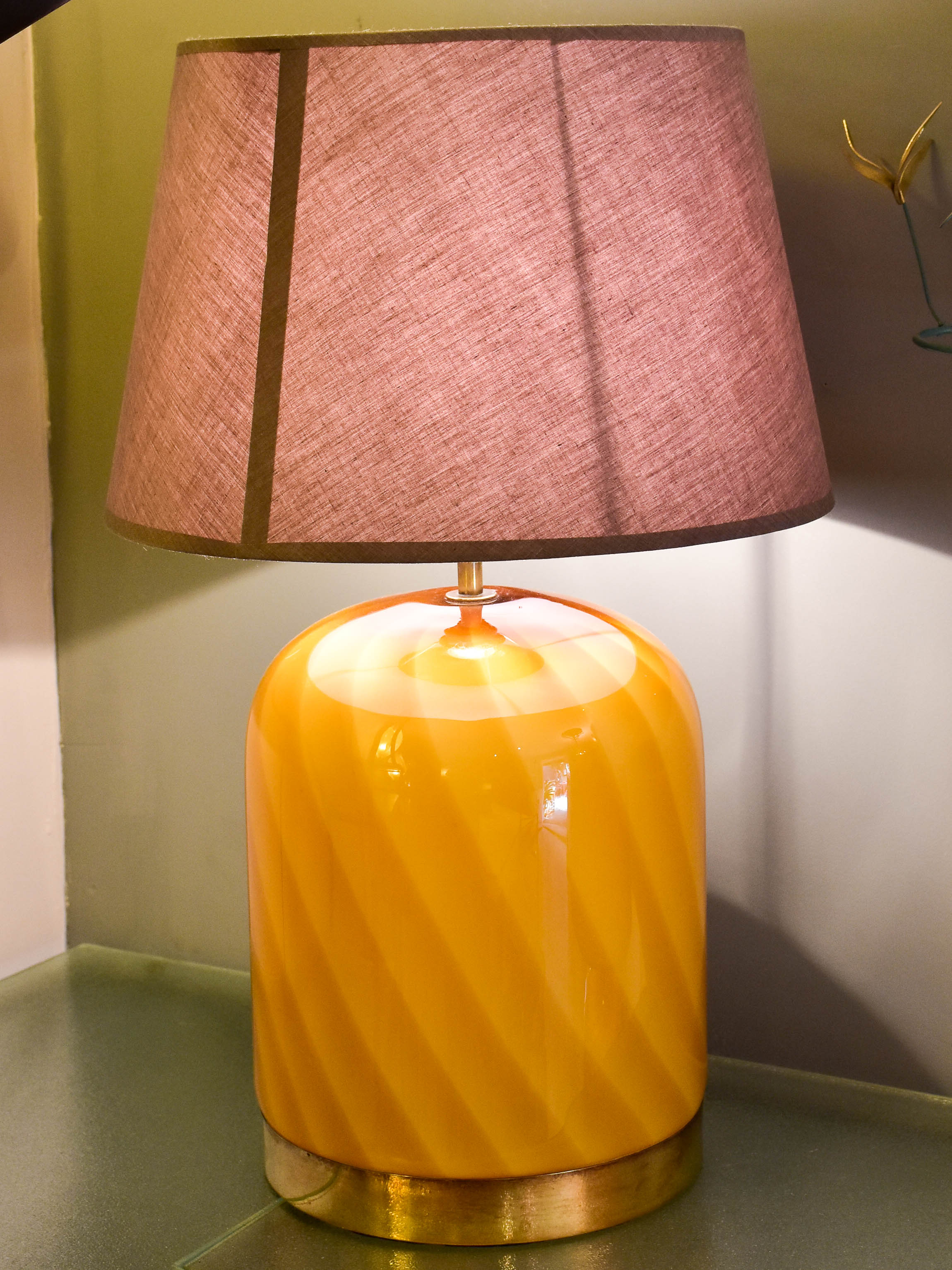 Pair of vintage Tommaso Barbi lamps with Murano glass base