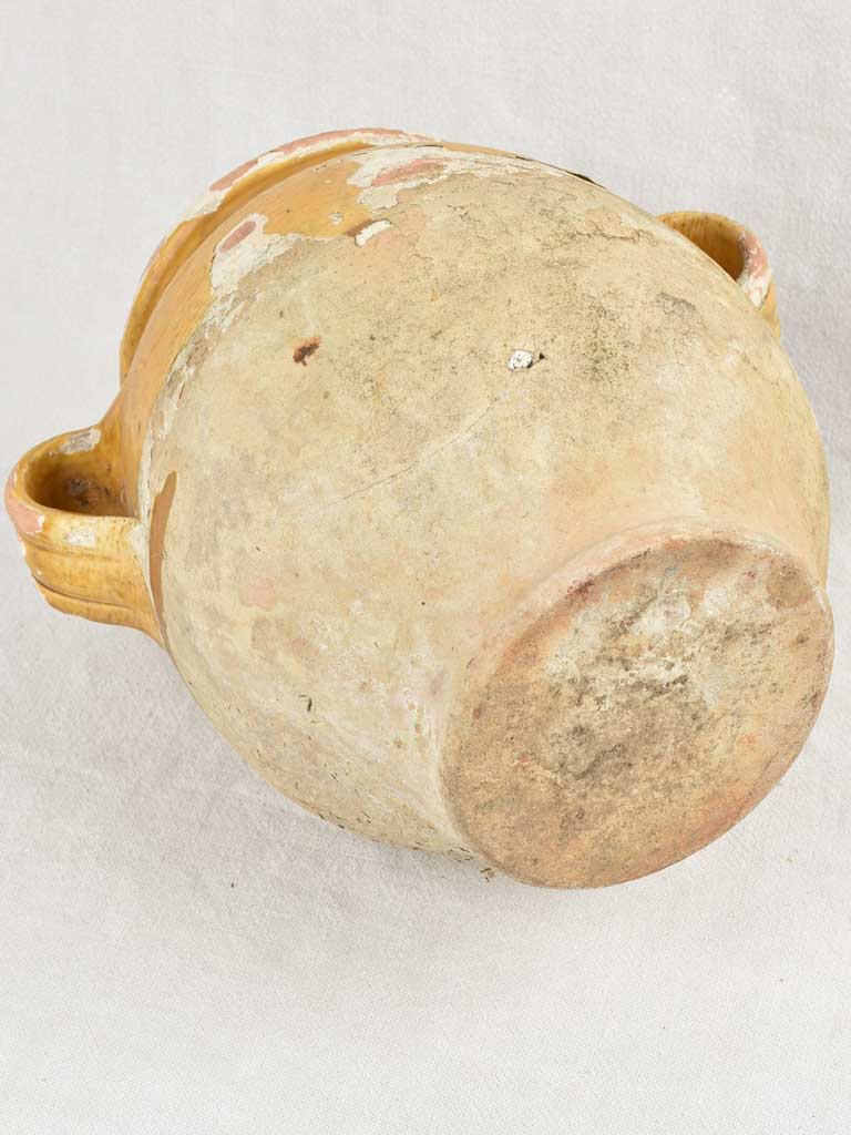 Rustic Antique French Confit Pot w/ yellow ocher glaze 11¾"