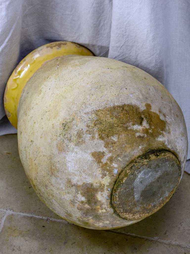19th Century French olive jar from Biot with yellow glaze