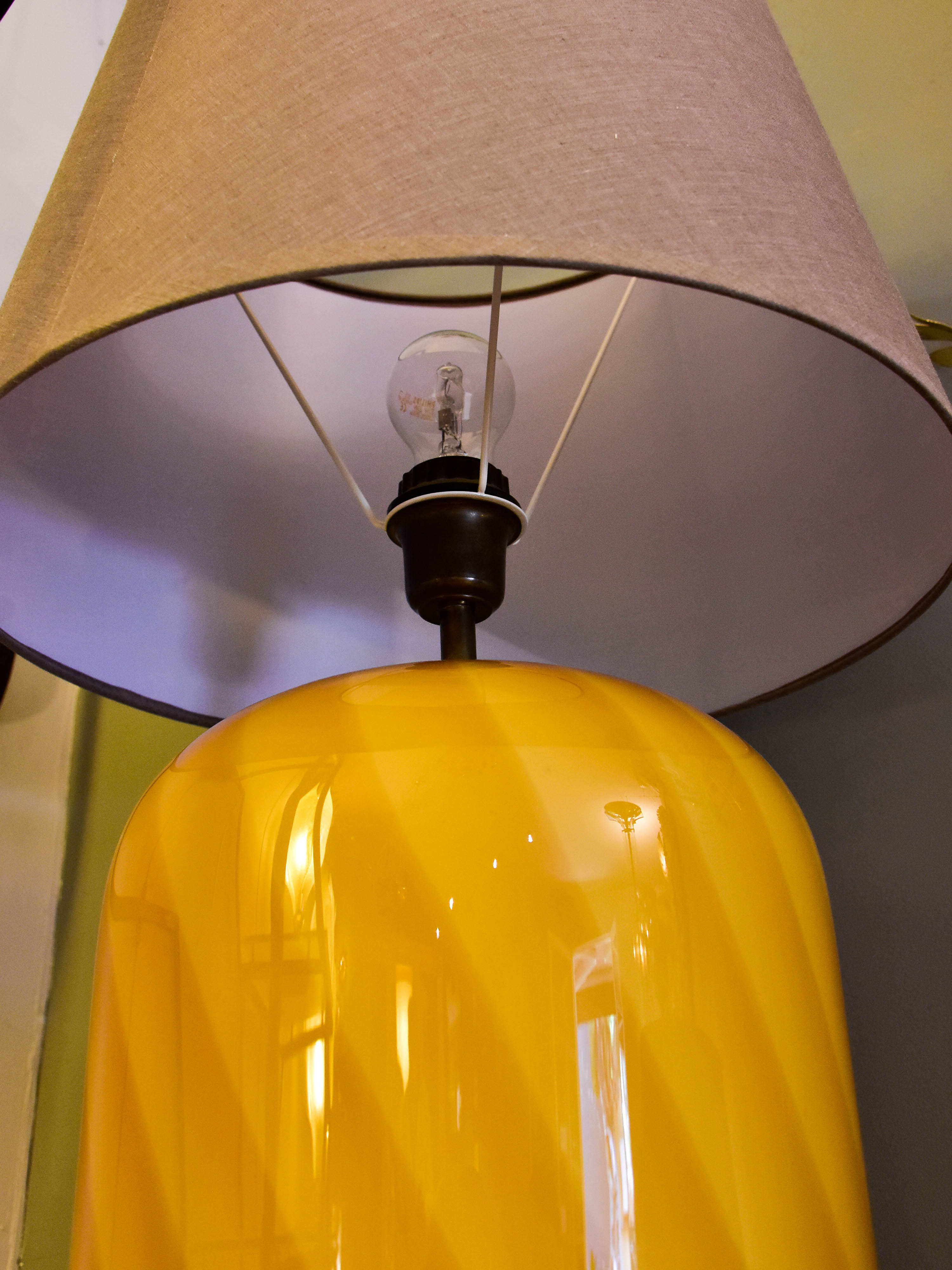 Pair of vintage Tommaso Barbi lamps with Murano glass base