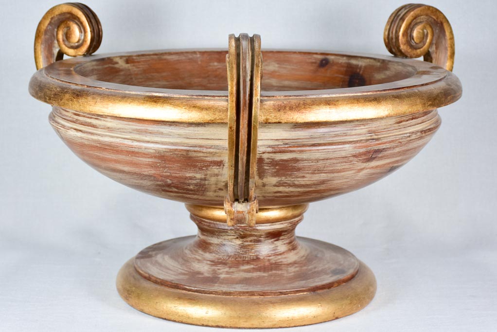 Large wooden coup with three handles 24" diameter