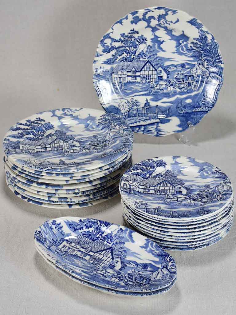 English style blue and white vintage dinnerware - Main Image