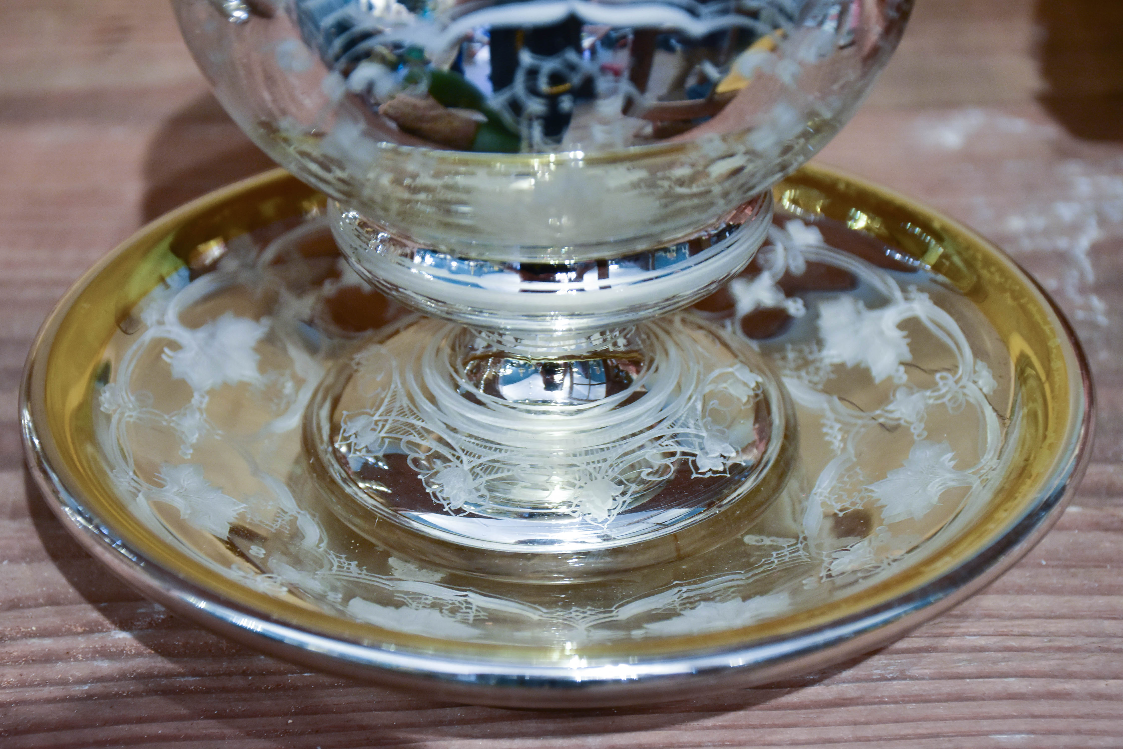 Antique French mercury glass sugar bowl