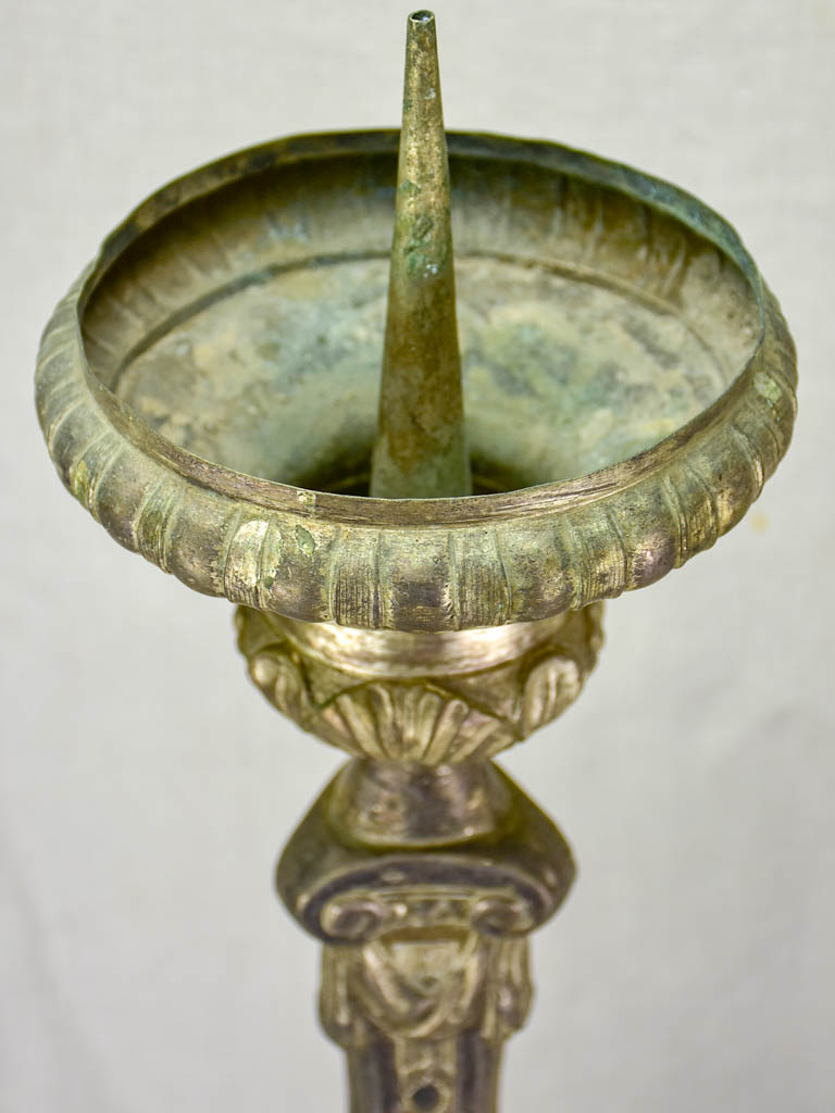 Pair of large antique French church candlesticks 28"