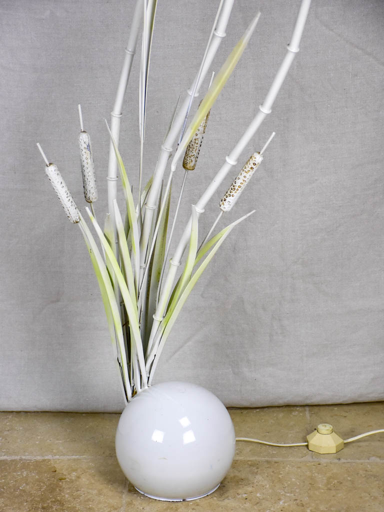 1970's bulrush floor lamp with murano glass flower shades