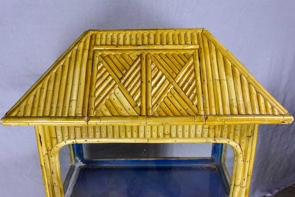 Fluorescent illuminated bamboo aquarium