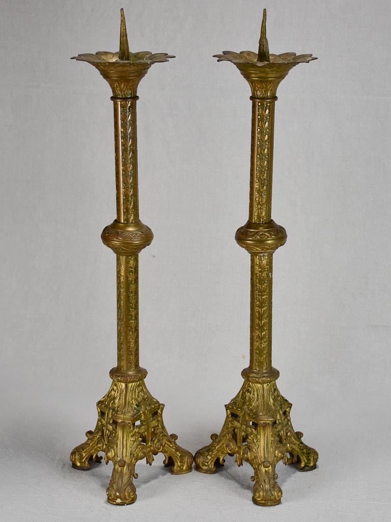 Pair of nineteenth-century French church candlesticks 21¾"