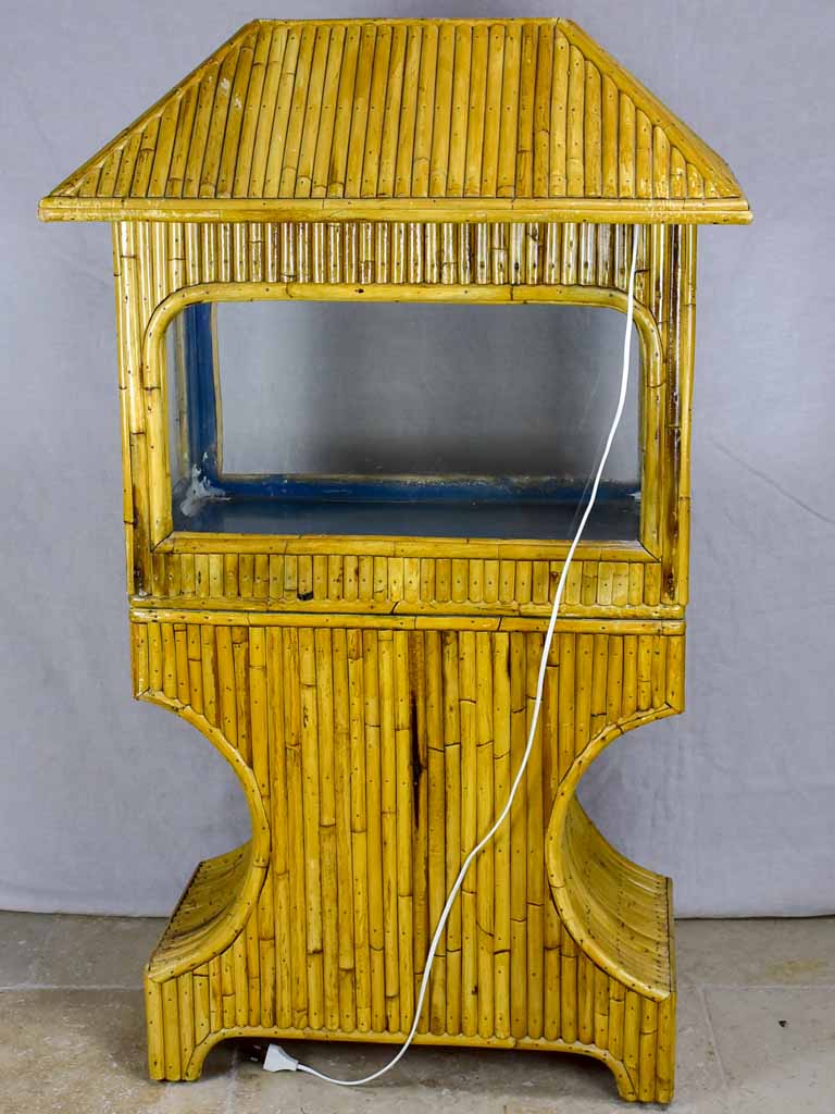 Antique glass and bamboo aquarium