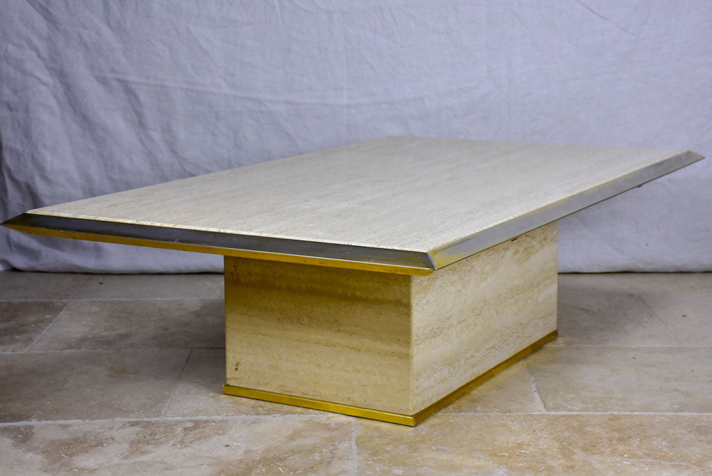 1970's French travertine coffee table