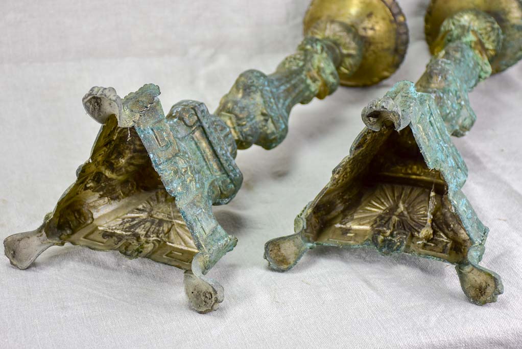 Pair of 19th century French candlesticks from a church 23¾"