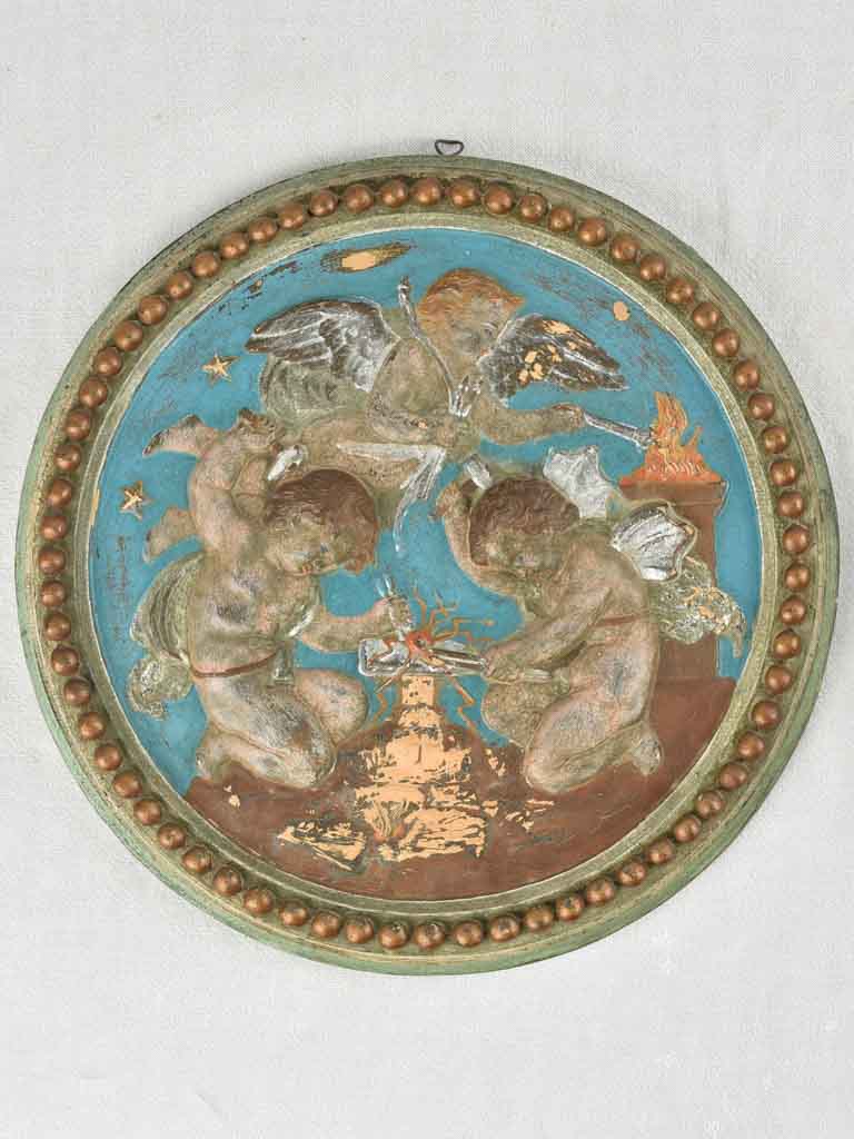 Pair of 19th century medallions / tondos w/ cherubs 19"