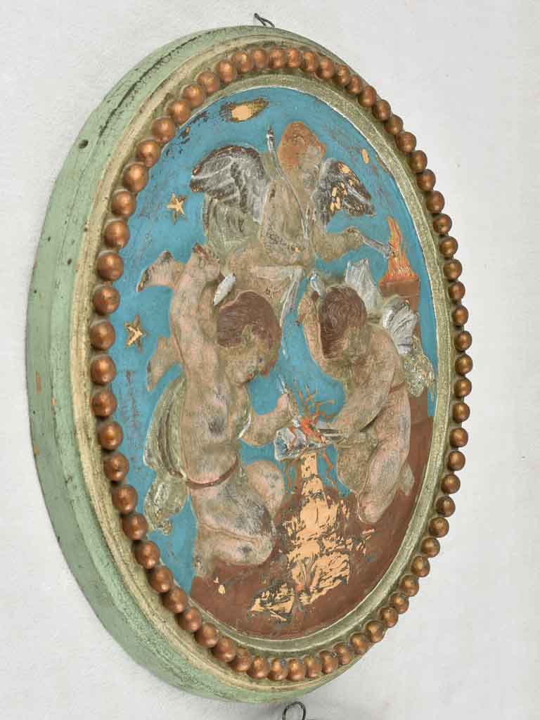 Pair of 19th century medallions / tondos w/ cherubs 19"