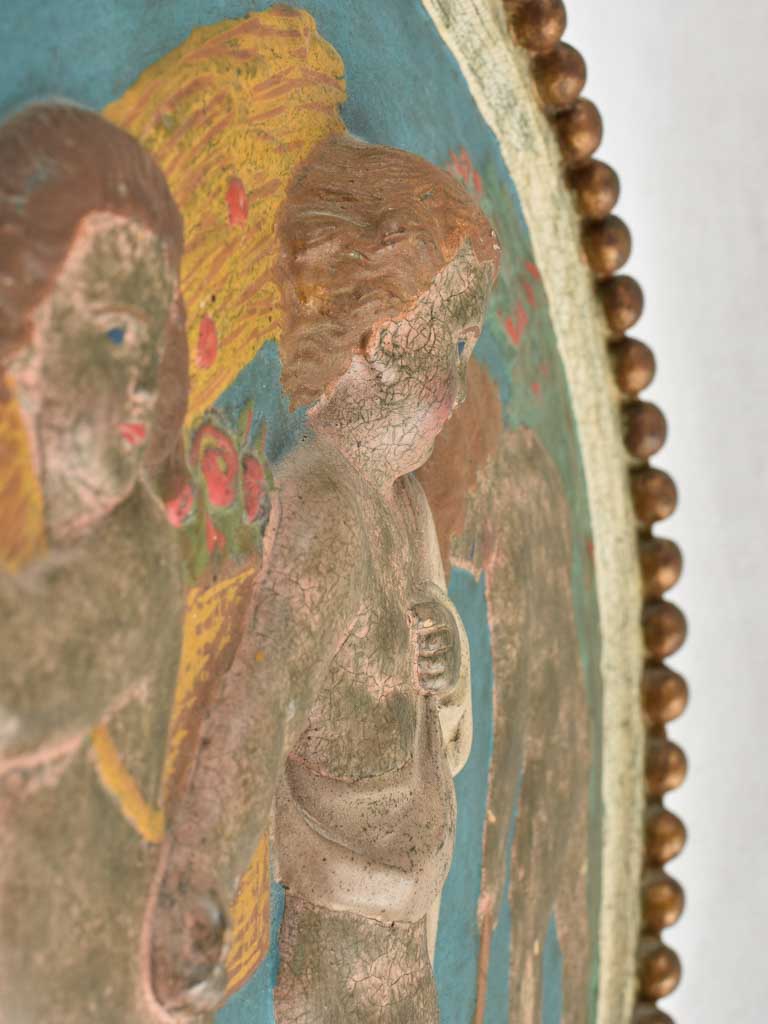 Pair of 19th century medallions / tondos w/ cherubs 19"