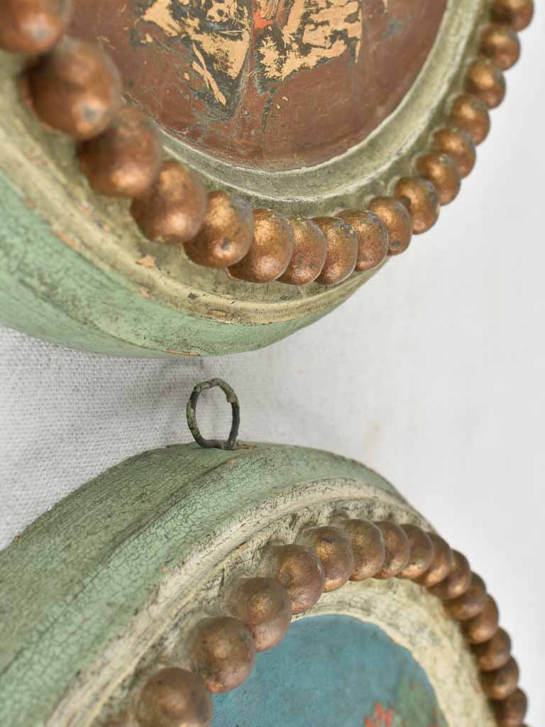 Pair of 19th century medallions / tondos w/ cherubs 19"