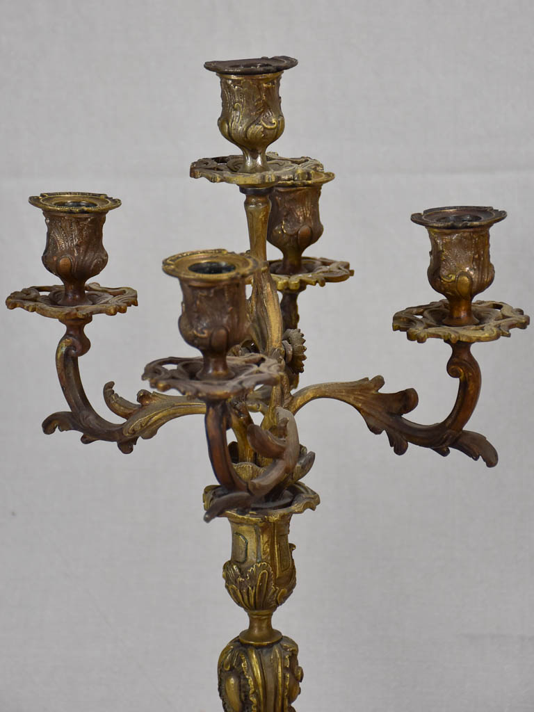 Pair of antique French candlesticks with five branches 20½"