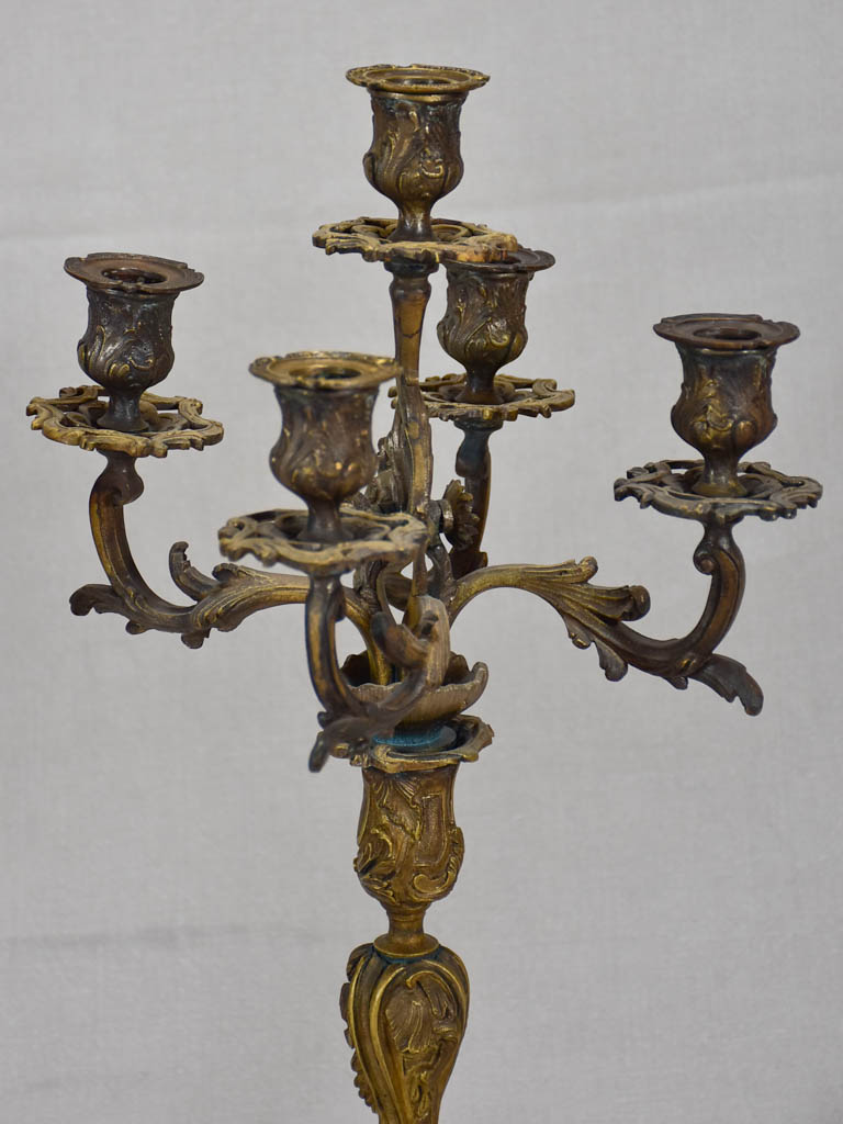 Pair of antique French candlesticks with five branches 20½"