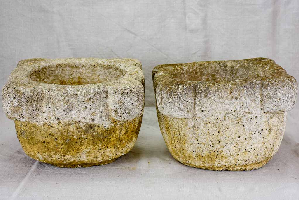 Pair of late 19th Century French stone mortars 15"