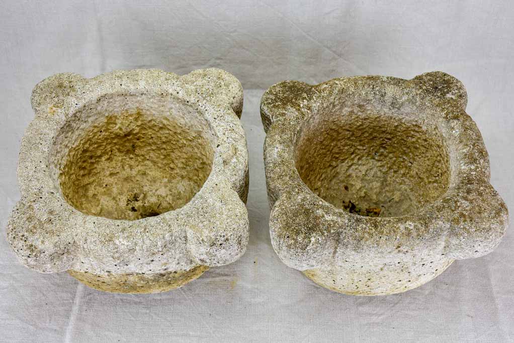 Pair of late 19th Century French stone mortars 15"