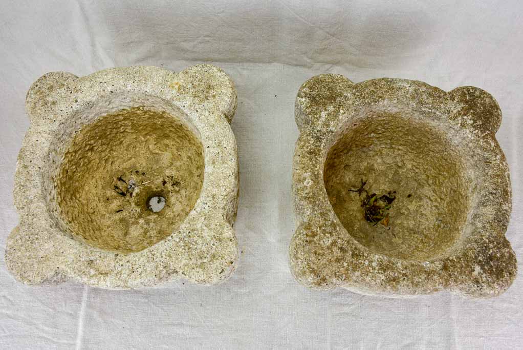 Pair of late 19th Century French stone mortars 15"