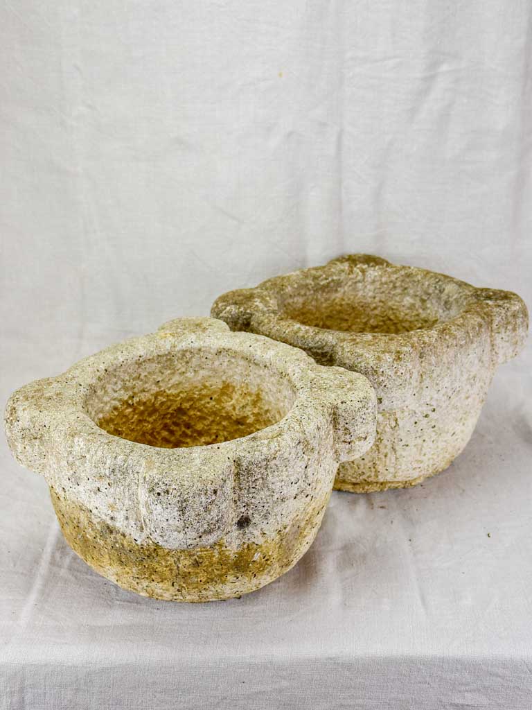 Pair of late 19th Century French stone mortars 15"