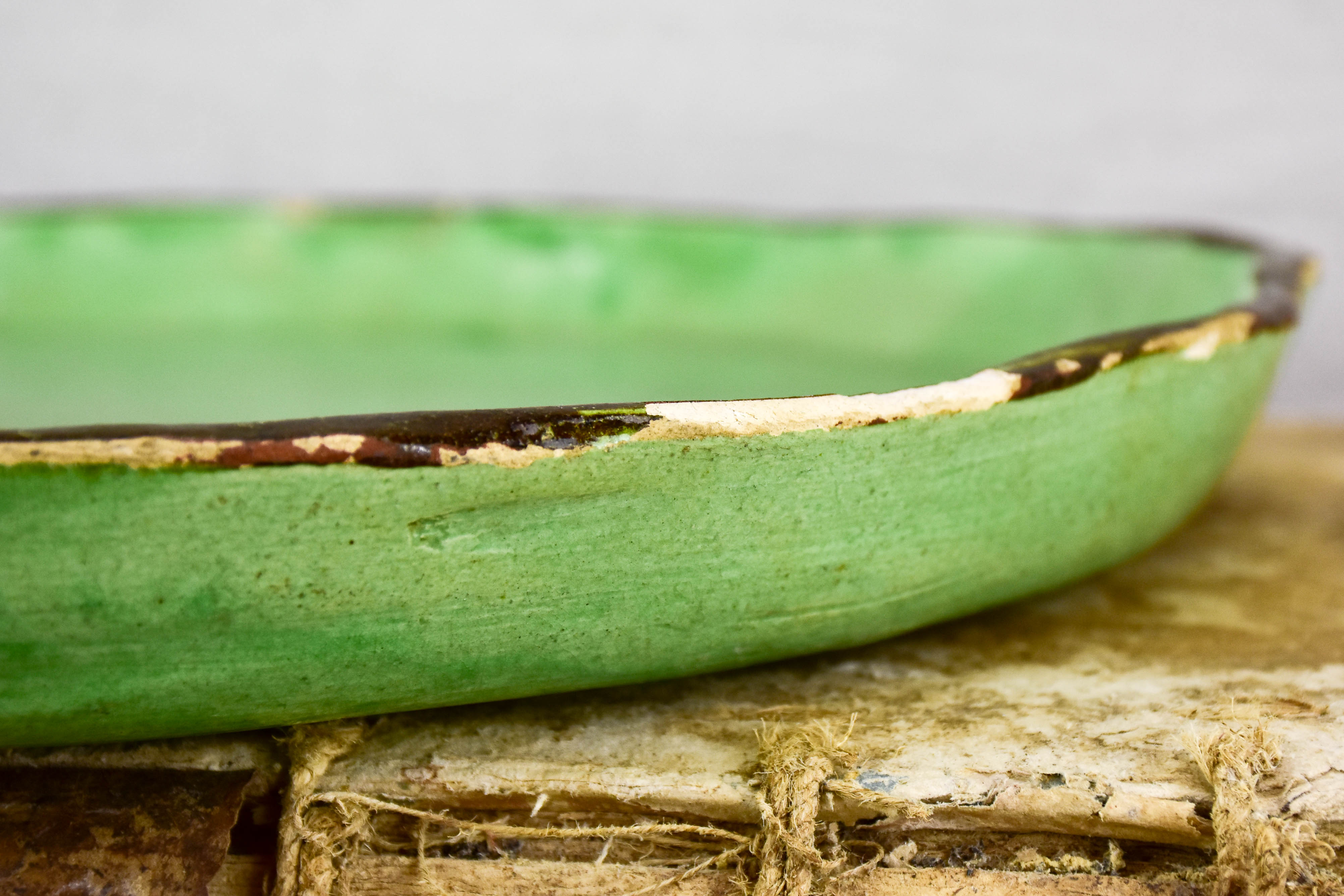 Large vintage platter from Vallauris with green glaze